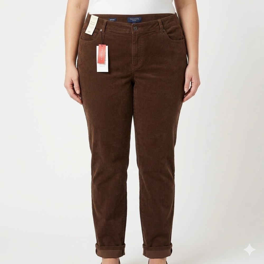 Talbots NWT Heritage Slimming‎ Corduroy Straight Leg Pants Brown Plus 24W